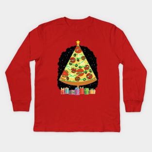 Pizza Christmas Tree Kids Long Sleeve T-Shirt